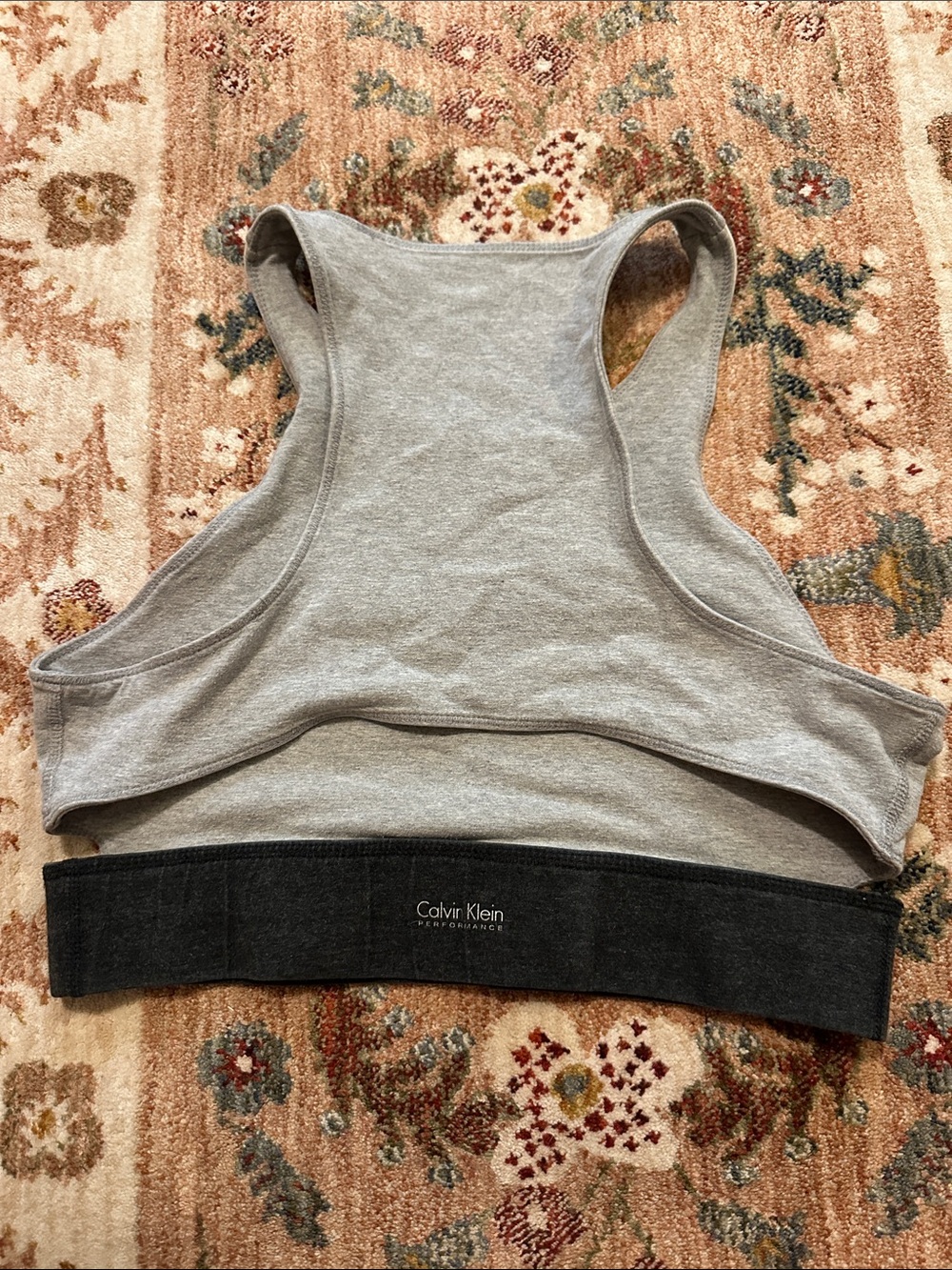 Calvin Klein Performance Two-Tone Gray, Cream & Black Sports Bra - Picture 2 of 3